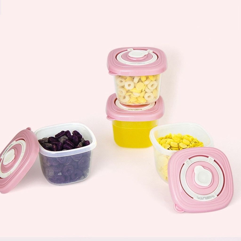 Hộp trữ đông đồ ăn dặm cho bé 120ml Misuta, sử dụng được trong lò vi sóng, có đặt lịch ngày trữ đông