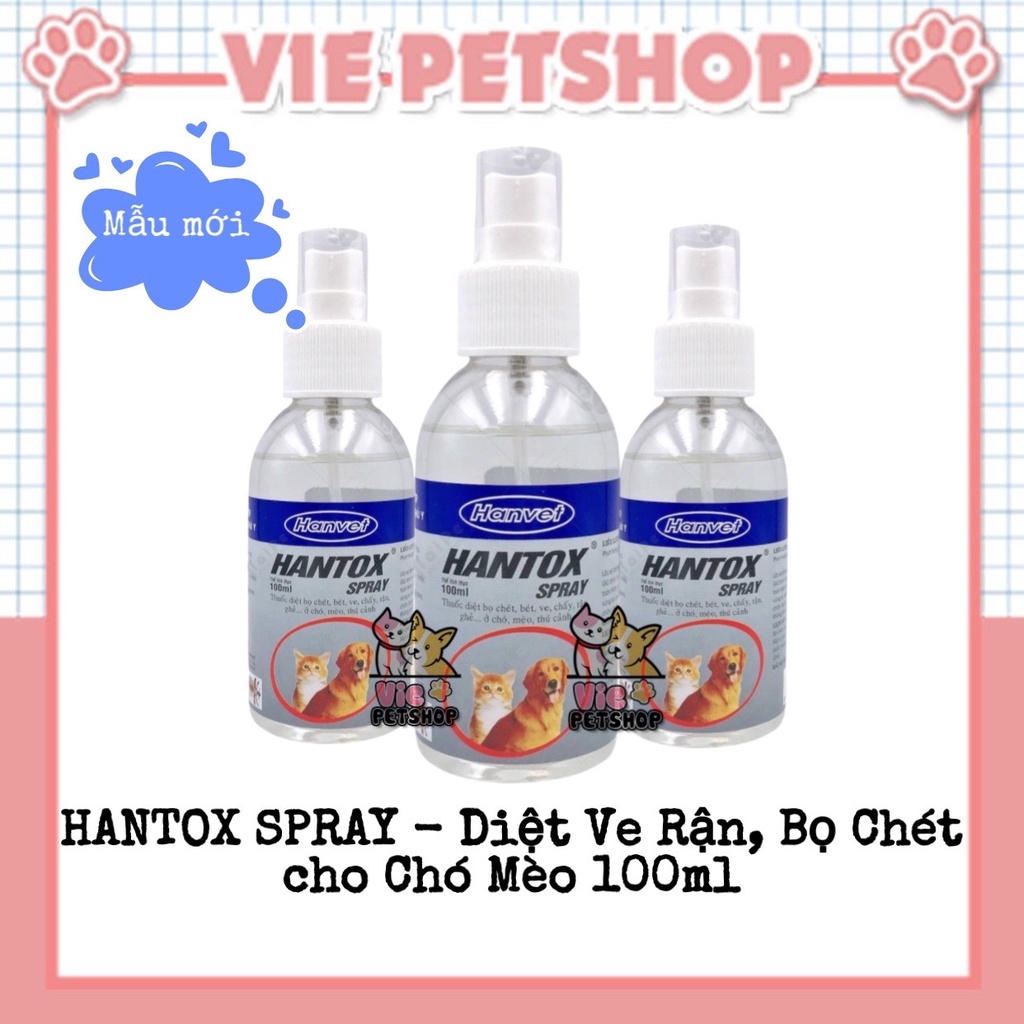 Chai Xịt HANTOX SPRAY Diệt Ve Rận Bọ Chét cho Chó Mèo 100ml | Vie PETSHOP