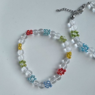 [vòng handmade] vòng tay hạt cườm, đá handmade flower fall💮☄️