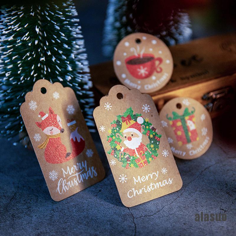 Bộ 100 thẻ giấy in chữ Merry Christmas có dây treo trang trí giáng sinh