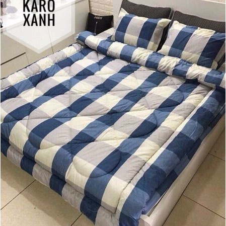 Trọn bộ 5 món ga gối chăn phao poly cotton có ruột bông dày đủ kích thước