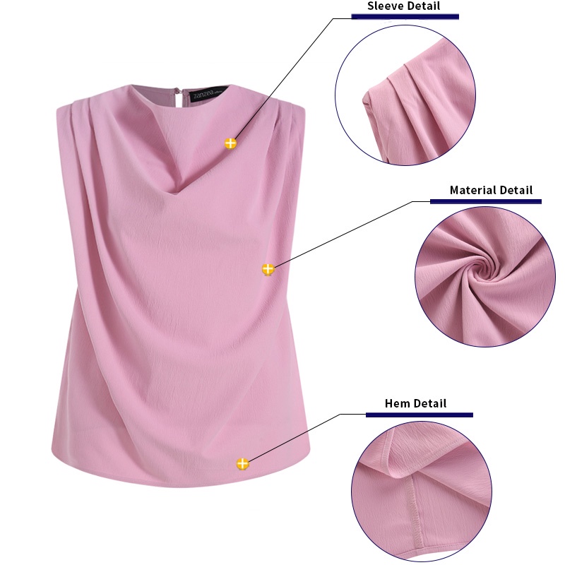 Zanzea Áo Nữ Sát Nách Cổ Tròn Thời Trang Châu Âu