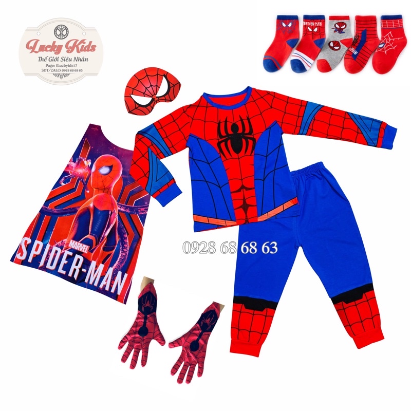 QUẦN ÁO NGƯỜI NHỆN TAY DÀI TẶNG KÈM CHOÀNG BAO TAY VÀ VỚ NHỆN