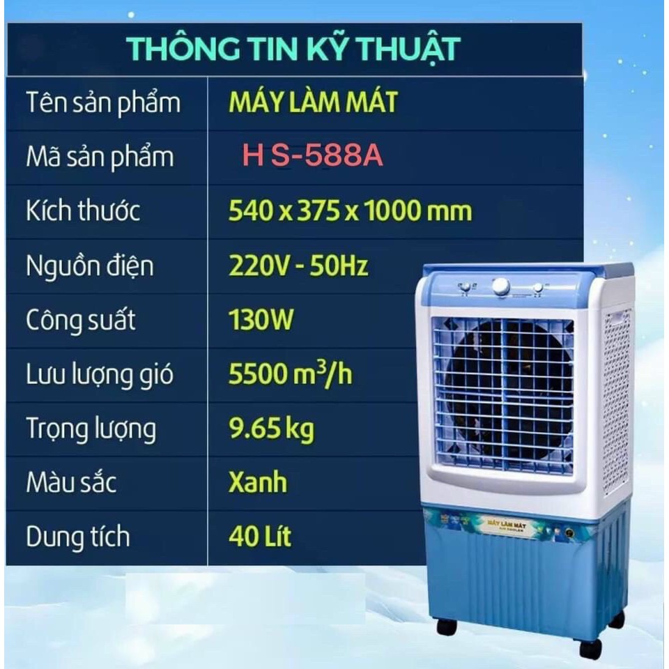 QUẠT ĐIỀU HOÀ HS-588A PHIÊN BẢN CẢI TIẾN CỦA 35A TẶNG 2 BÌNH ĐÁ KHÔ CÓ BÁNH XE - Bảo hành 1 năm | BigBuy360 - bigbuy360.vn