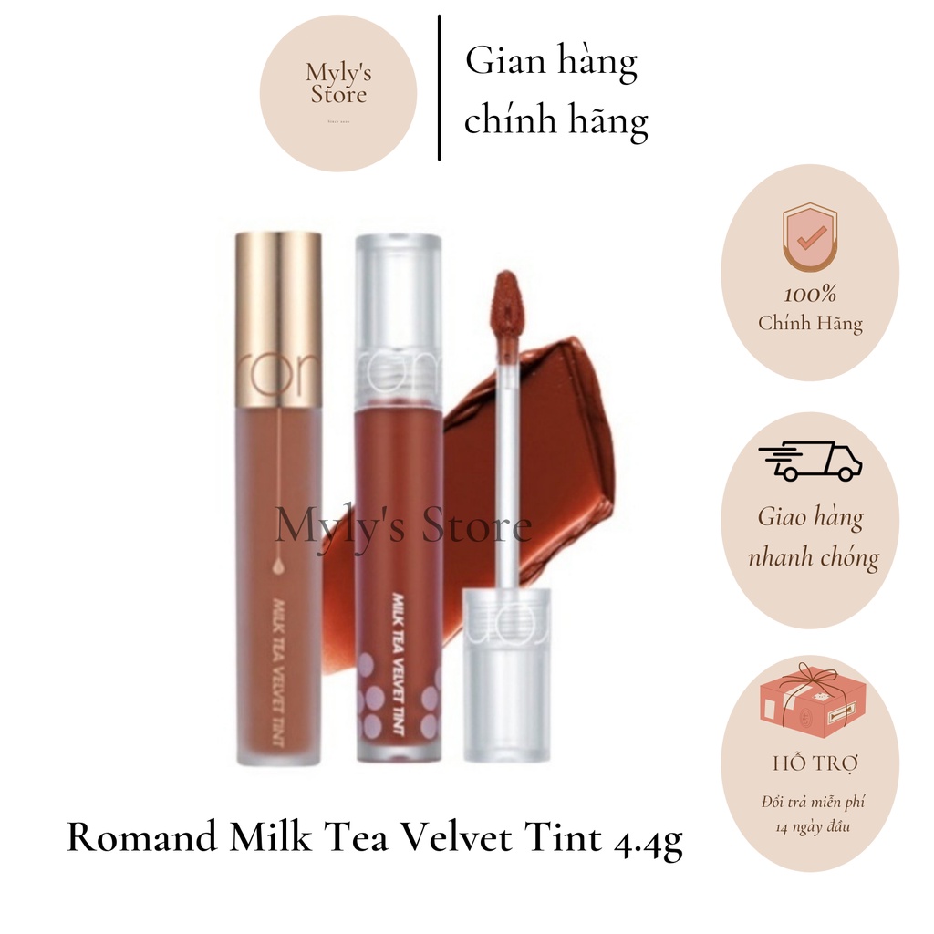 Son kem lì trà sữa, mịn mượt như nhung Hàn Quốc Romand Milk Tea Velvet Tint 4.4g - mylysstoredn