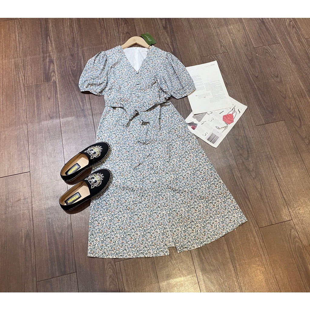 Đầm hoa nhí xanh nhạt thiết kế Lalastyle