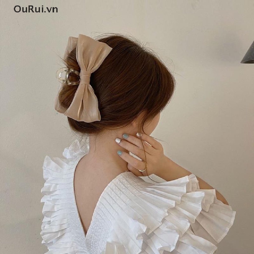 {RUI} Kẹp Tóc Nơ Lưới Thanh Lịch Phong Cách Hàn Quốc Cho Nữ {OuRui.vn}