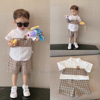  bộ áo gấu cổ trụ quần kẻ bbr hb cho bé 