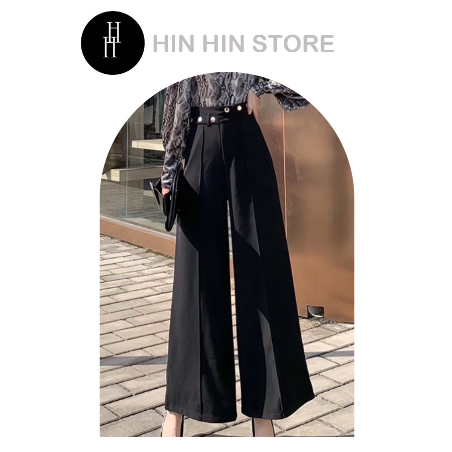 Quần HQD06 kaki lưng cao ống rộng Hỉn Hỉn Store