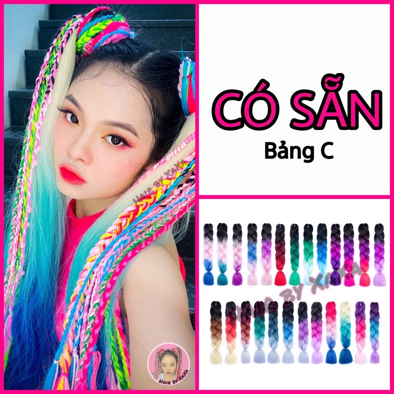 Tóc Giả Thắt Bím Omber 3 Màu Dài 60cm(Bảng C) Tết Tóc Box Braids, Làm Dreadlock, Cornrow