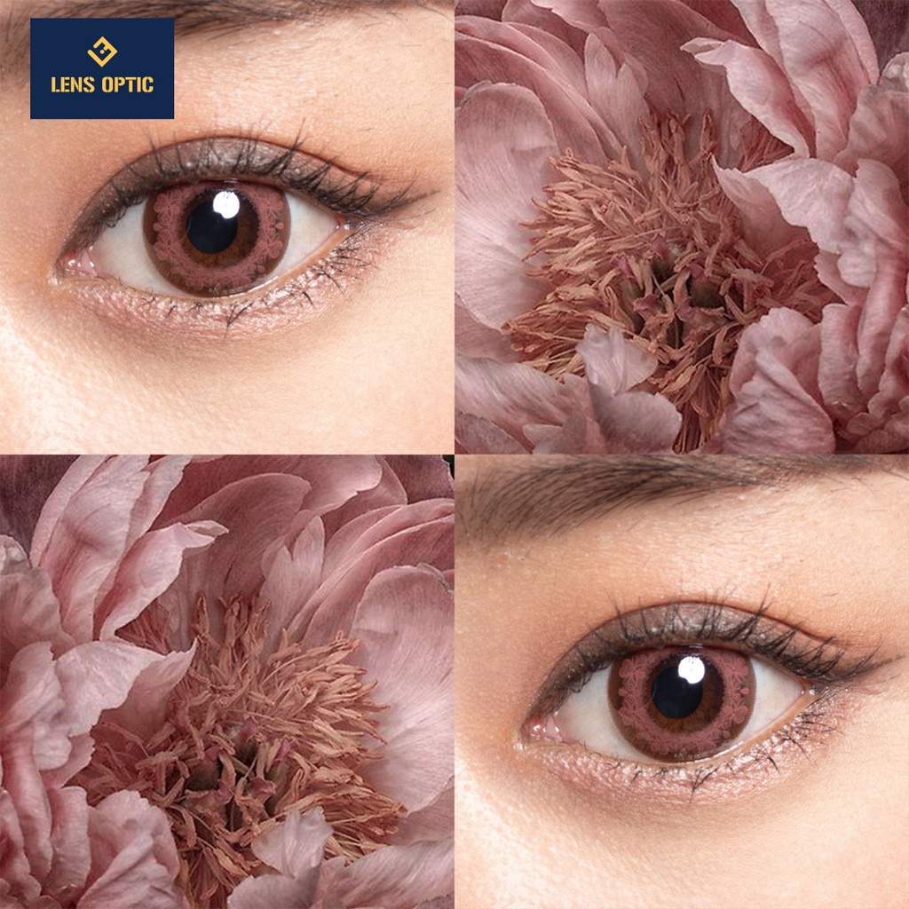 Kính áp tròng 1 tháng SEED có màu Pink Brown có độ cho mắt cận - Lens Optic