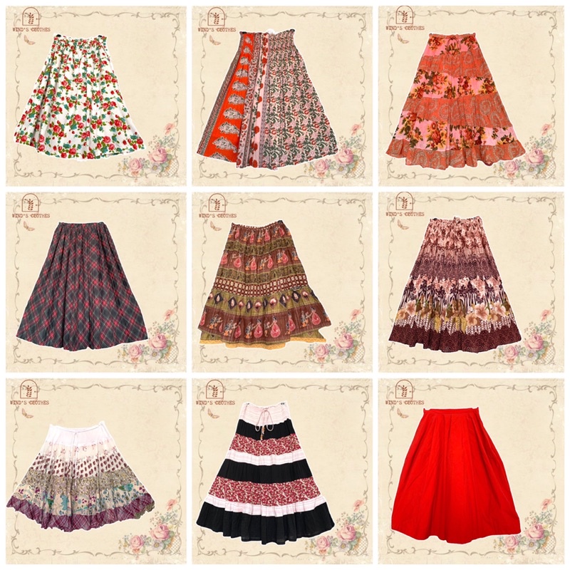 2hand Wind's Clothes 🌸 Chân váy xô hoa hoạ tiết vintage nhiều mẫu (thông số trên ảnh)