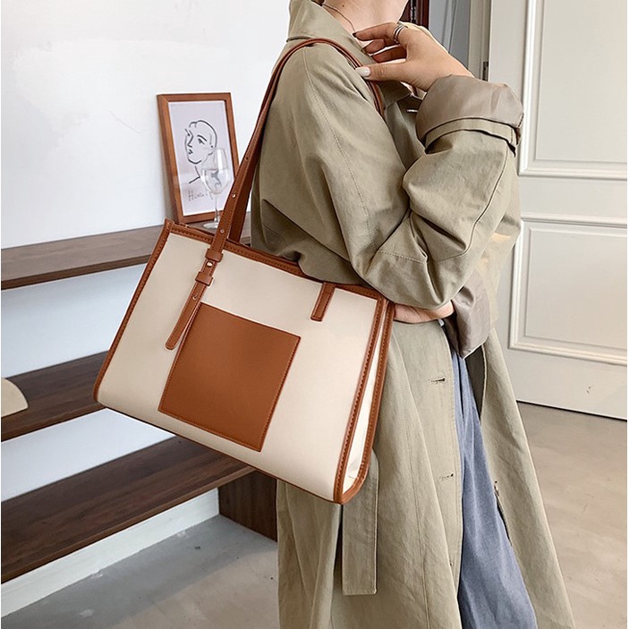 Túi tote da, túi xách nữ công sở, size to, hình chữ nhật - TX019