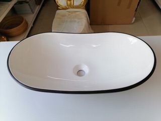 Lavabo sứ nghệ thuật ,Chậu sứ nghệ thuật trắng đen MAJST.