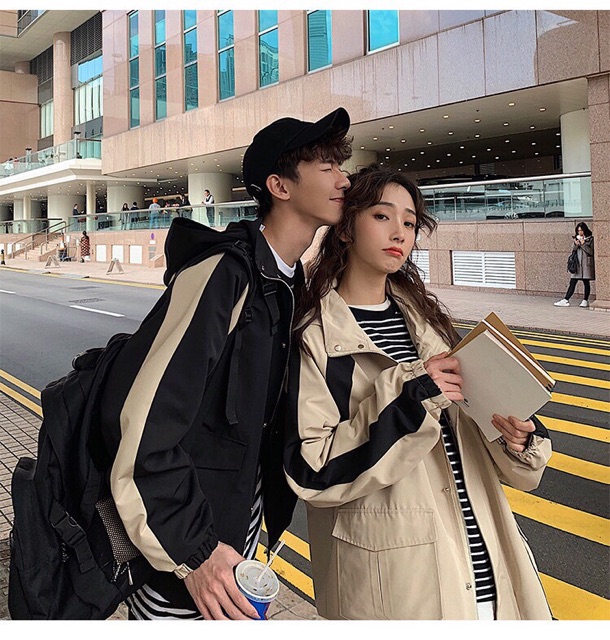 Áo khoác kaki nam nữ túi hộp phối màu kem đen- ảnh thật | BigBuy360 - bigbuy360.vn