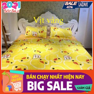 XẢ KHO BỘ CHĂN HÈ GA GỐI COTTON POLY( SET 4 MÓN ) vịt vàng