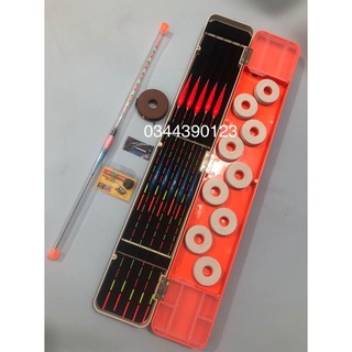 Hộp phao cá chép 3 tầng 55cm kèm 10 phao ngày + phụ kiện