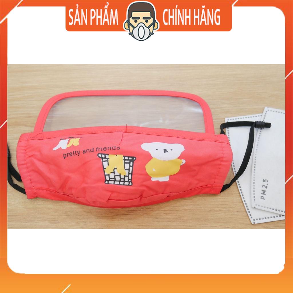 Khẩu trang cho trẻ em lọc bụi mịn có kính che chống bọt bắn an toàn cho trẻ