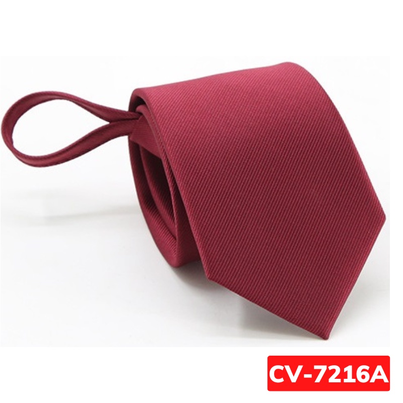 Cavat Nam 7cm thắt sẵn khóa kéo màu đỏ đậm, Calavat công sở, Cà vạt dự tiệc, Cravat chú rể