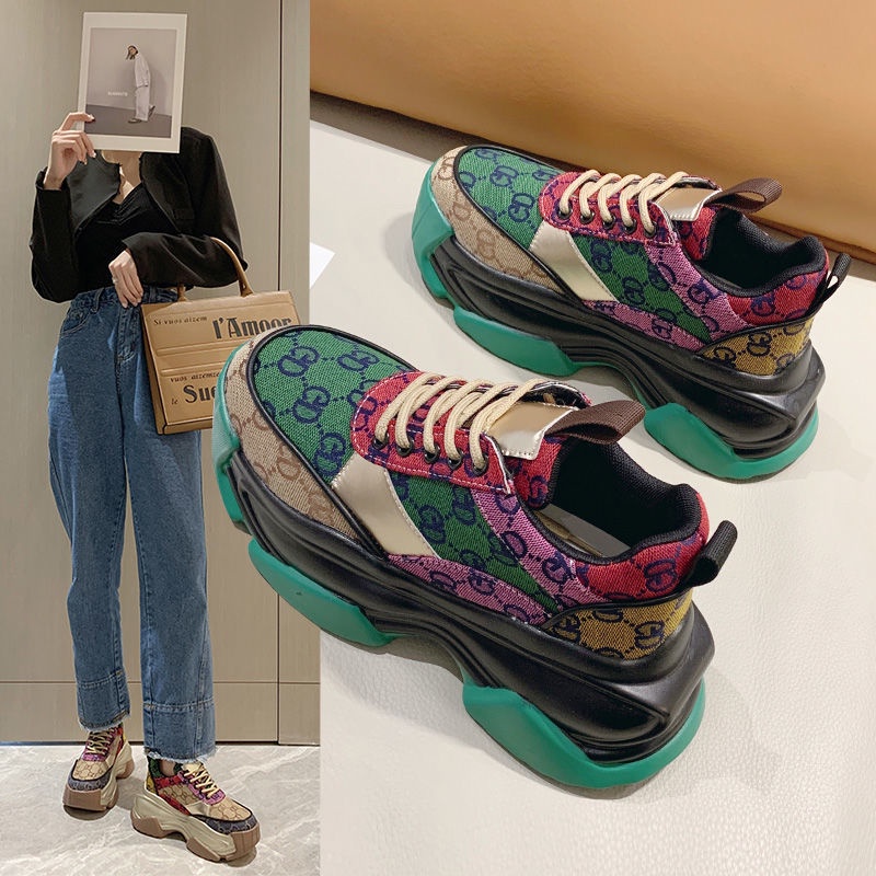 Giày Sneaker In Họa Tiết Màu Sắc Tương Phản Thời Trang Thường Ngày Cho Nữ