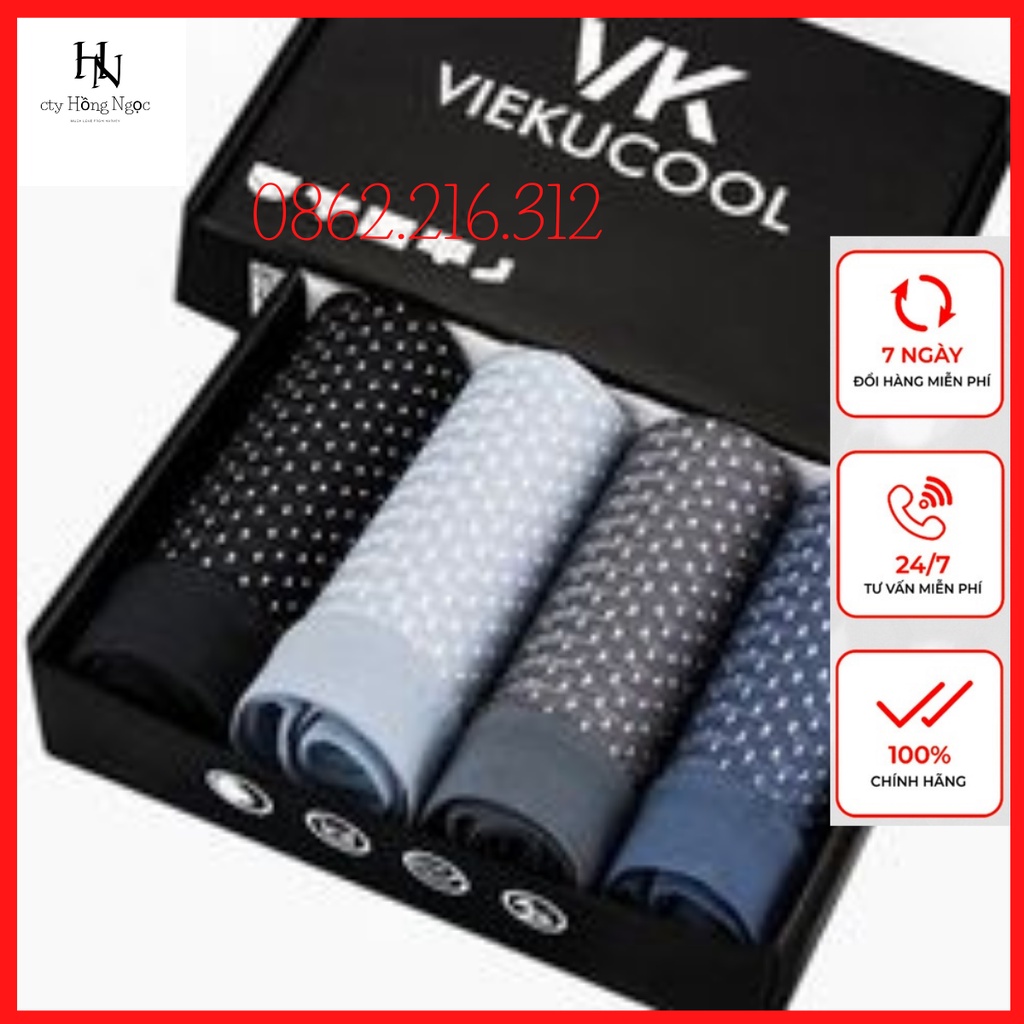 Hộp 4 Sịp Đùi Boxer Thông Hơi Cao Cấp VEIKUCOOL