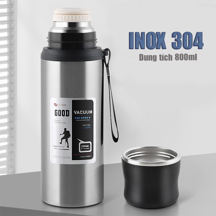 BÌNH INOX 800ML CAO CẤP tặng túi bảo vệ