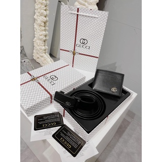Set 2 món Ví nam gc và nịt thắt lưng fullbox kèm túi giấy hiệu