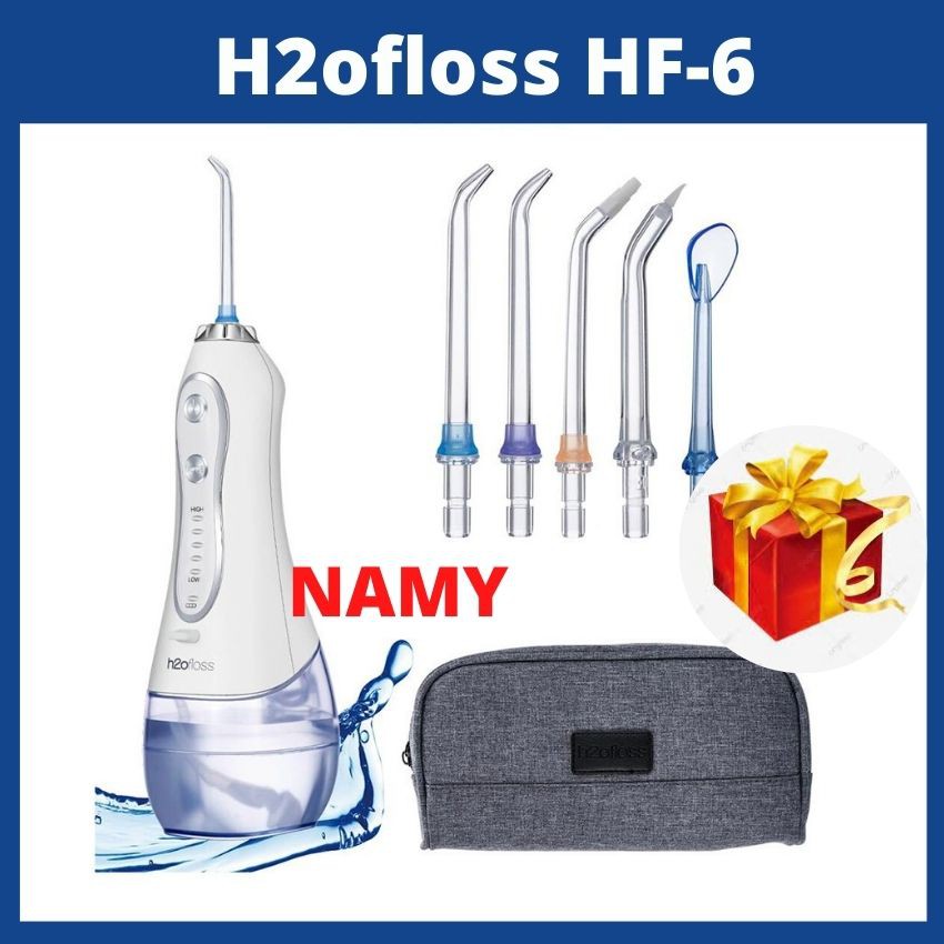 Máy tăm nước ❤ FREESHIP ❤ Tăm nước cầm tay h2ofloss HF-6 , hộp tăm nước , Cam kết 1 đổi 1 trong 30 ngày