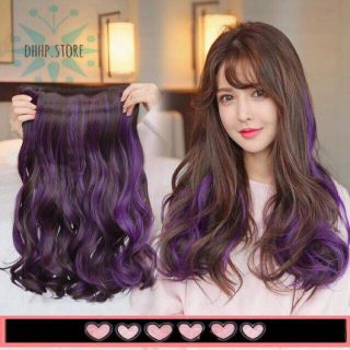 Tóc kẹp xoăn lửng móc line tím