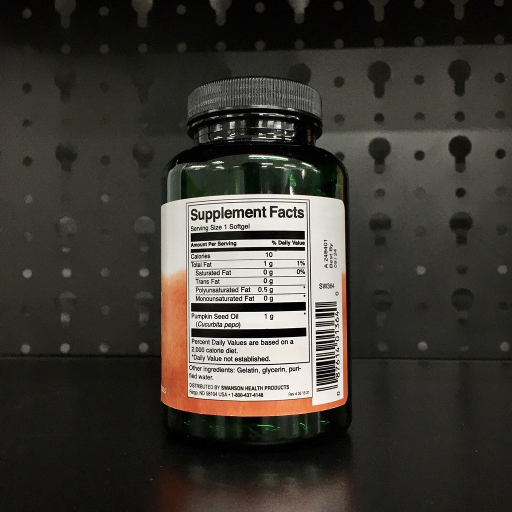 Viên Uống Tinh Chất Hạt Bí Ngô Hỗ Trợ Tuyến Tiền Liệt Swanson Pumpkin Seed Oil 1000mg 100 viên