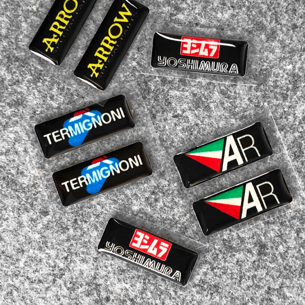 Set 2 Miếng Dán Phản Quang 3D Trang Trí Ống Pô Xe Mô Tô Yoshimura Akrapovic SC Termnoni Arrow AR