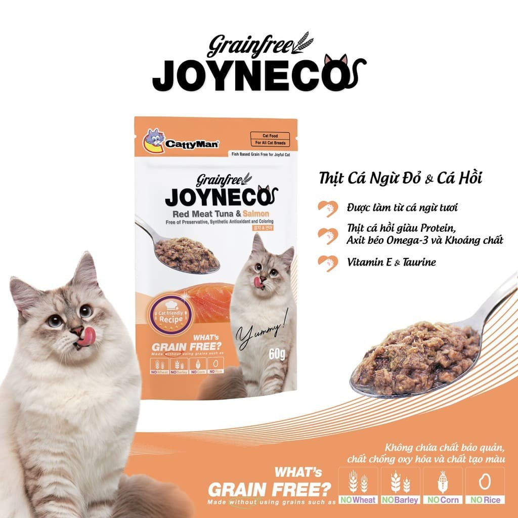 48 gói Pate Joyneco Grain Free thương hiệu Nhật đủ vị dành cho Mèo Doggy Man  JOYNECO - Túi Cá Ngừ Cho Mè