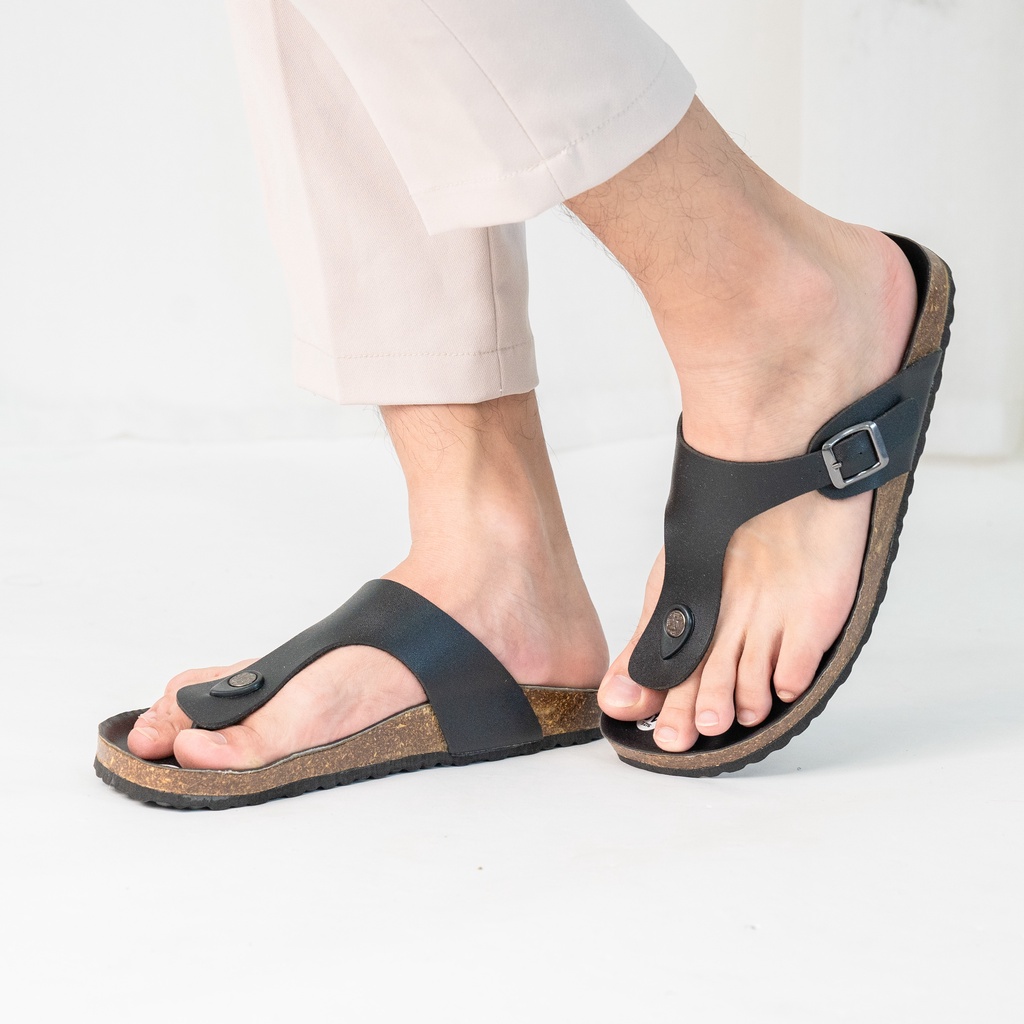 DK07 - Dép Đế Trấu BIOLINE Official Quai Da Bò Tách Ngón Lót Pu Kem Chống Nước