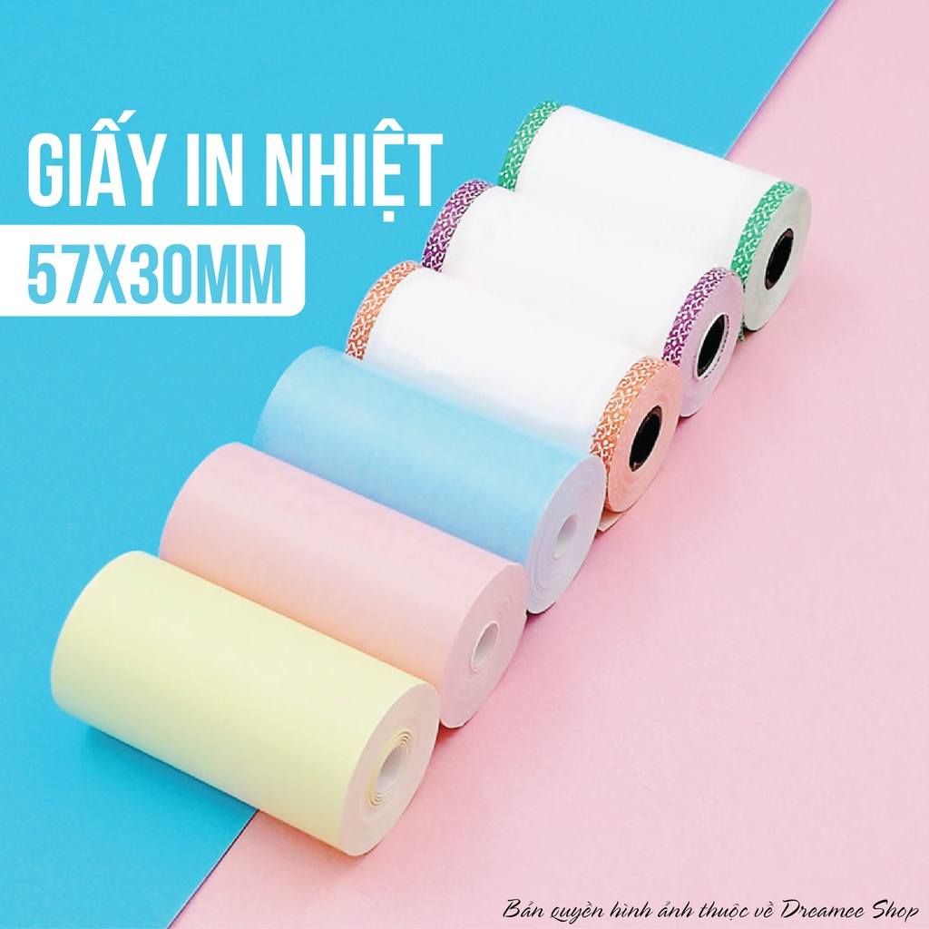 Giấy in nhiệt K57 (57x30mm) - Giấy in Bill, Hóa đơn K57 cho máy in Peripage, Paperang, Con mèo