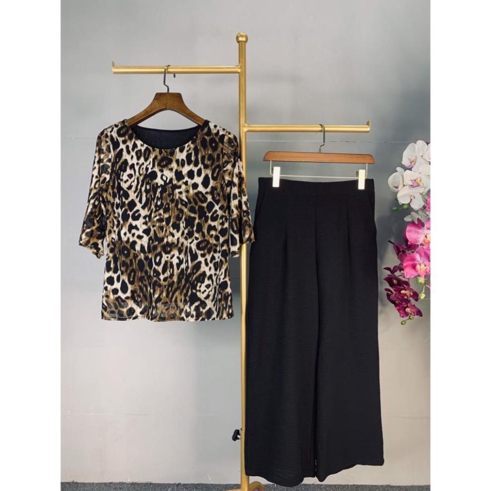 ◊Bộ đồ trung niên nữ Cát Tường - thời trang bigsize sang trọng Quần ống rộng kèm Áo kiểu đẹp cho mẹ ! -