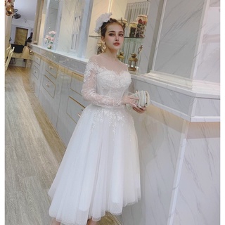 Size>62kg đầm xoè công chúa đính ren hoa