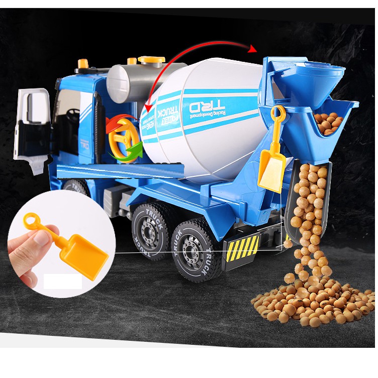 Xe chở bê tông mixer cement mô hình cỡ lớn đồ chơi trẻ em các loại - xe mô hình chạy đẩy trớn có âm thanh và đèn