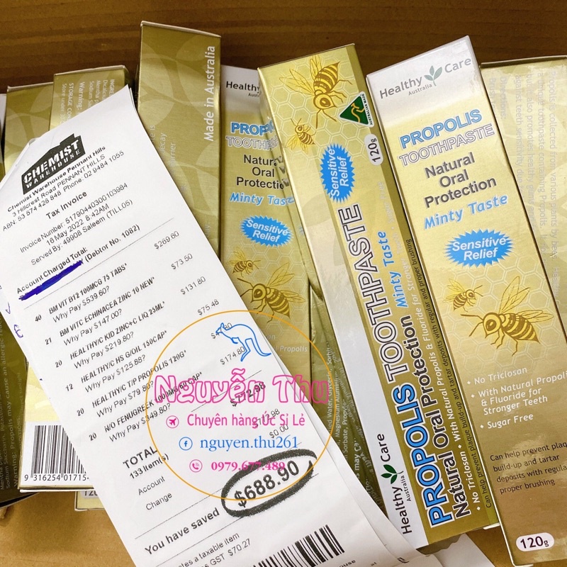 Kem đánh răng keo ong giúp lợi - nướu khỏe mạnh healthy care propolis toothpaste 120g úc