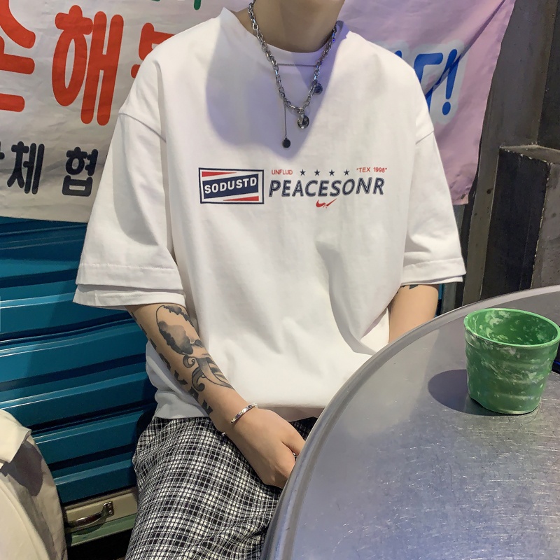 Áo Thun Tay Ngắn Dáng Rộng Thời Trang Mùa Hè Phong Cách Hàn Quốc Cho Nam