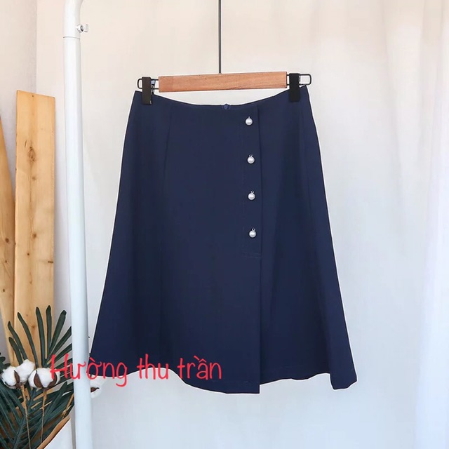 Chân Váy Chữ A Phối Cúc Sườn Dài Đến Gối Thời Trang Công Sở Trẻ Trung | BigBuy360 - bigbuy360.vn