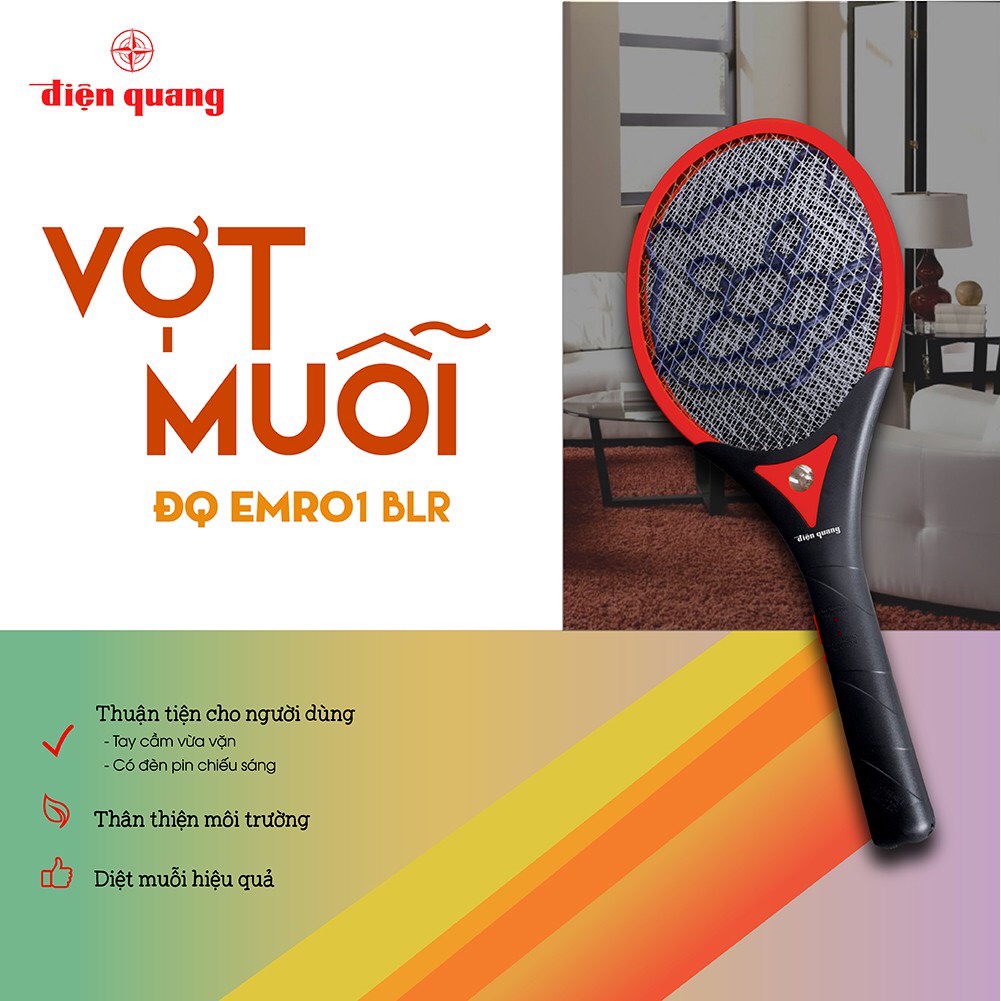 Vợt muỗi chống giật Điện Quang vợt đánh muỗi ĐQ EMR01 BLR (đen - đỏ)