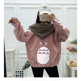 Áo khoác gió phối mũ in totoro