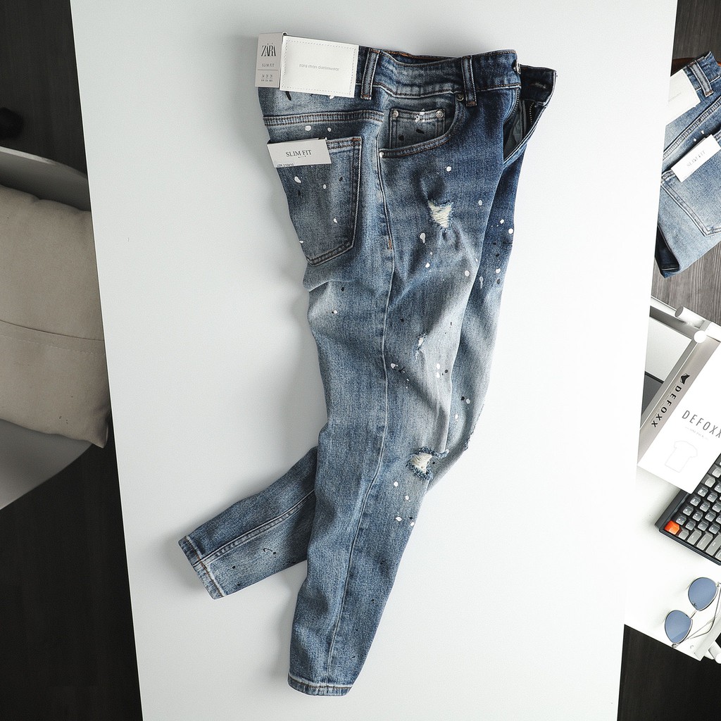 Quần Jean dài nam BROKEN JEAN ZR BLUE 210410 (Form Slimfit,chất vải co dãn,ống quần 15-18cm) | BigBuy360 - bigbuy360.vn