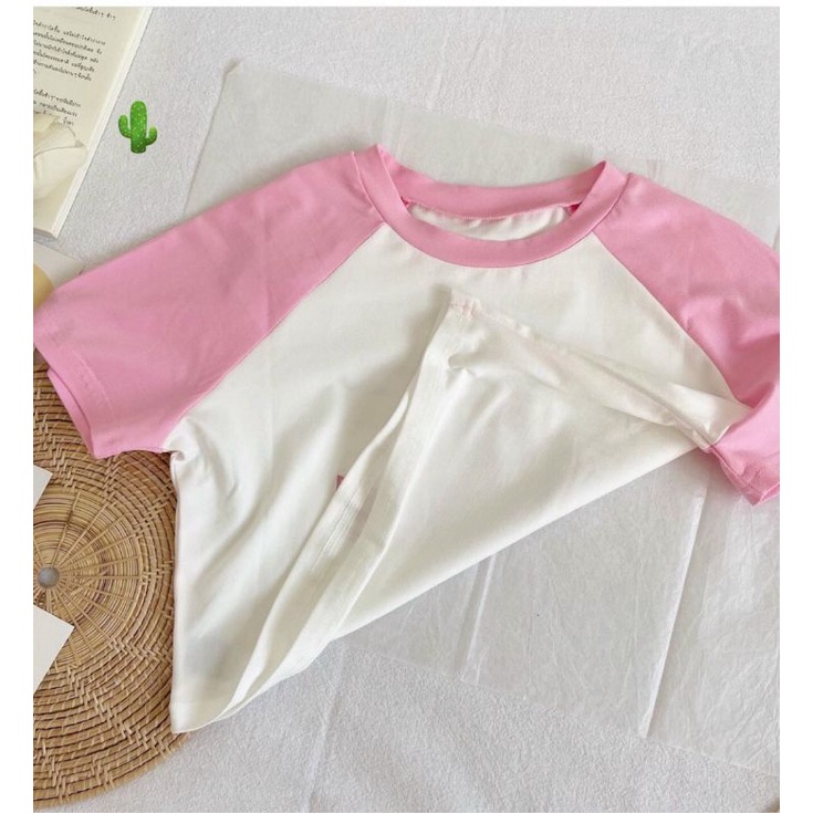 Áo croptop thun borip cao cấp tay ngắn phối màu cực đẹp