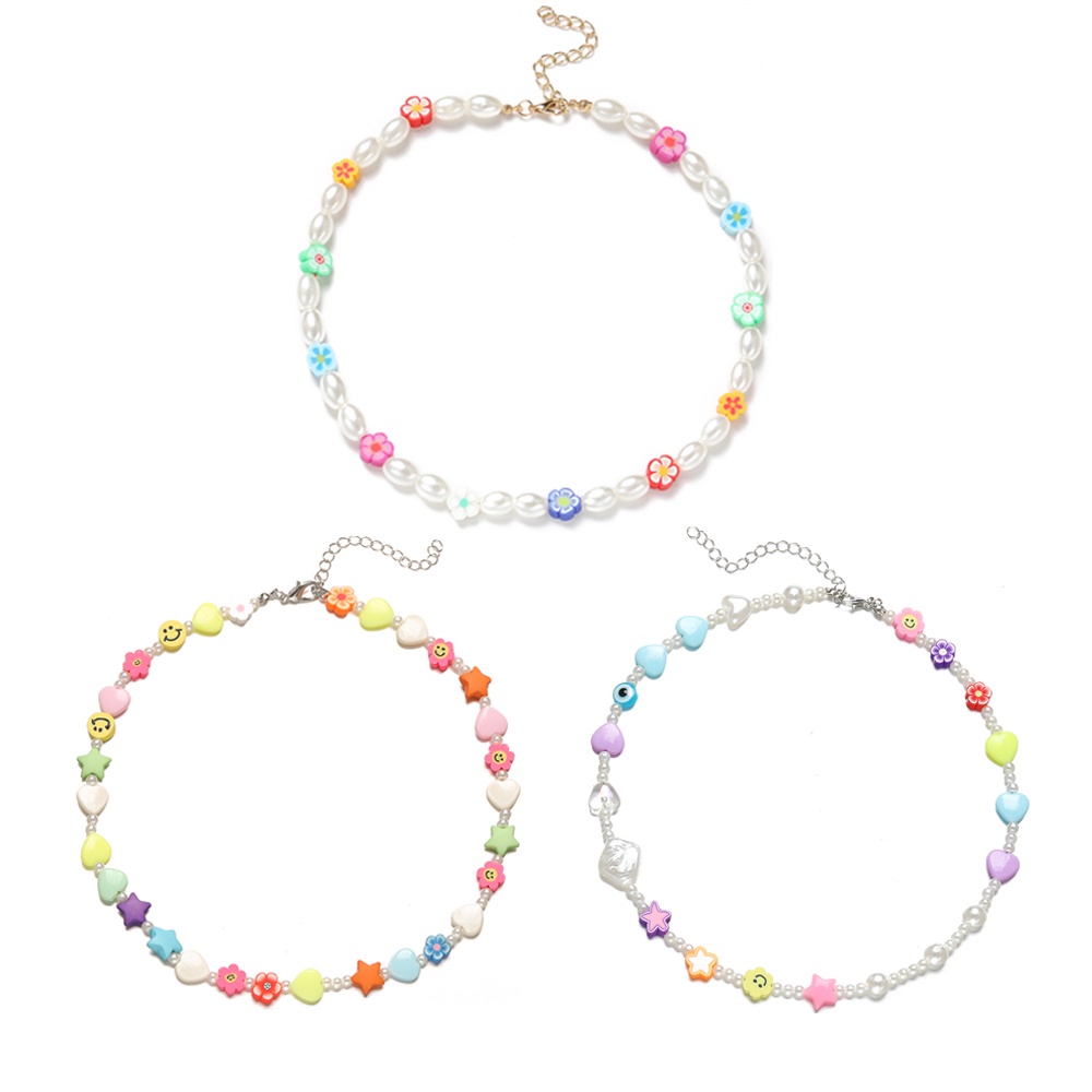 Vòng cổ AY dạng chuỗi xỏ hạt ngọc trai mặt phụ kiện nhiều màu sắc thời trang cho nữ