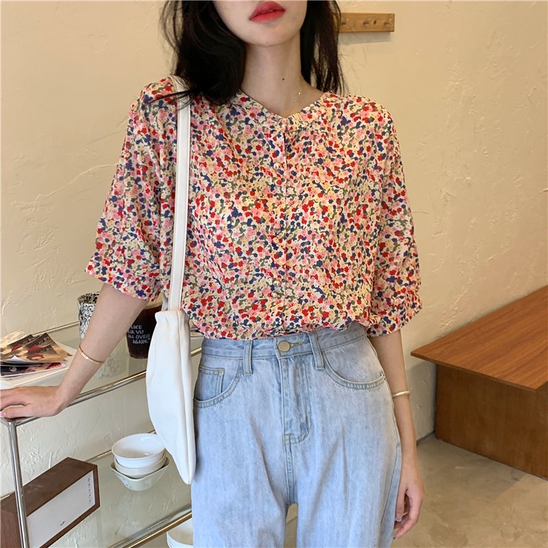 Áo Sơ Mi Nữ Tay Lỡ Họa Tiết Hoa Thời Trang Mới