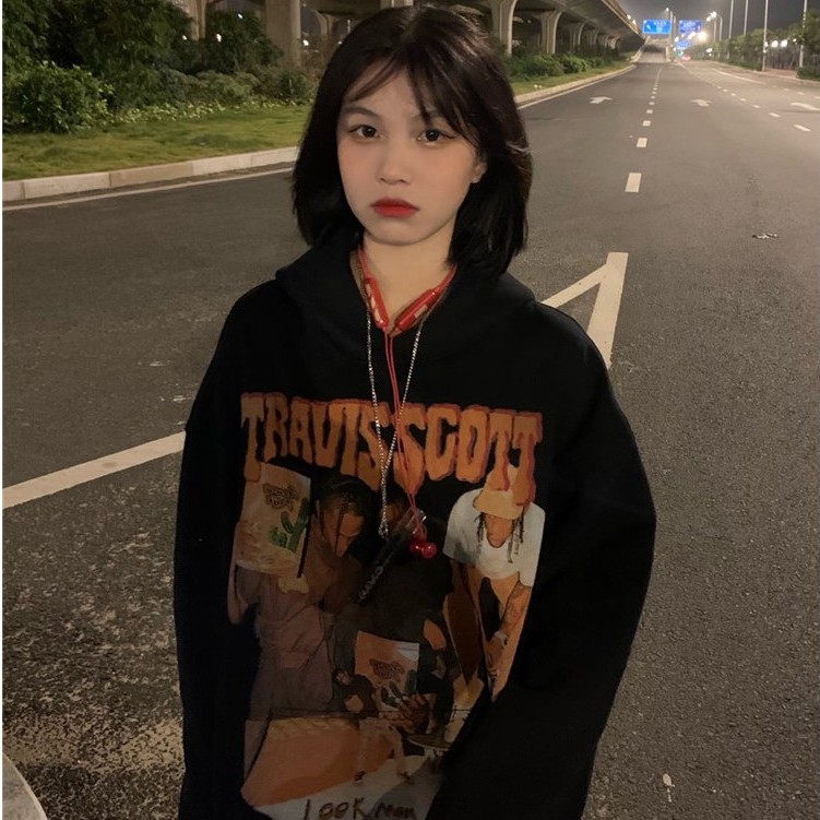 Áo Hoodie Tay Dài Dáng Rộng In Họa Tiết Phong Cách Hàn Quốc Thời Trang Cho Nữ | BigBuy360 - bigbuy360.vn