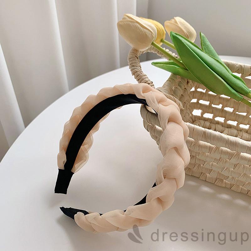 Băng đô cài tóc bản rộng màu trơn thắt nút thời trang dành cho nữ