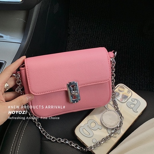 Túi Đeo Chéo Mini Hình Vuông Phối Dây Đeo Sợi Xích Thời Trang Cho Nữ