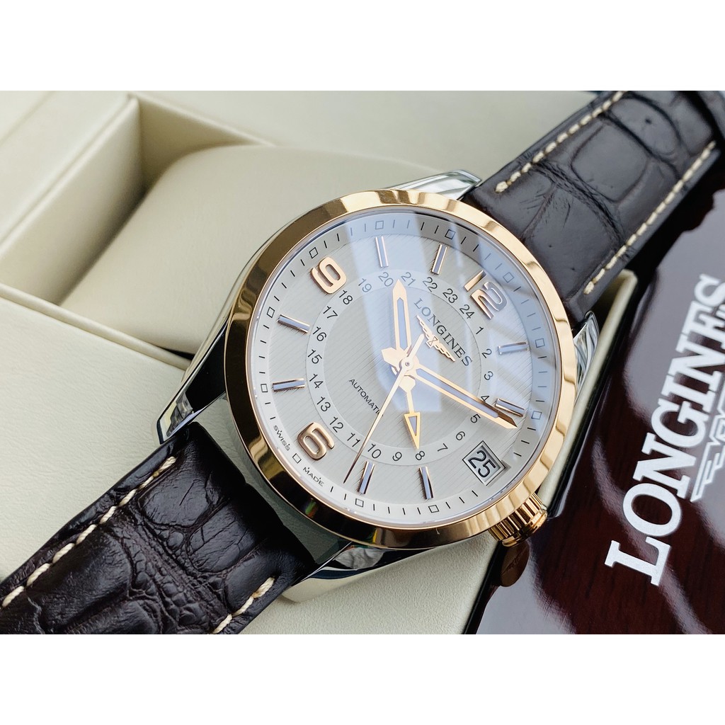 Đồng hồ nam chính hãng Longines Conquest Classic GMT L2.799.5.76.3 - Máy Cơ - Kính sapphire chống phản quang
